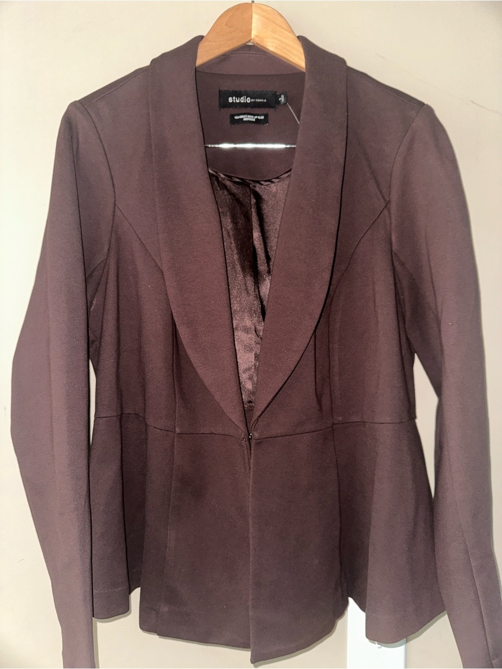 Torrid Studio Ponte Knit Stretch Brown Tailored Blazer Jacket size 1 (14/16) - Picture 2 of 7